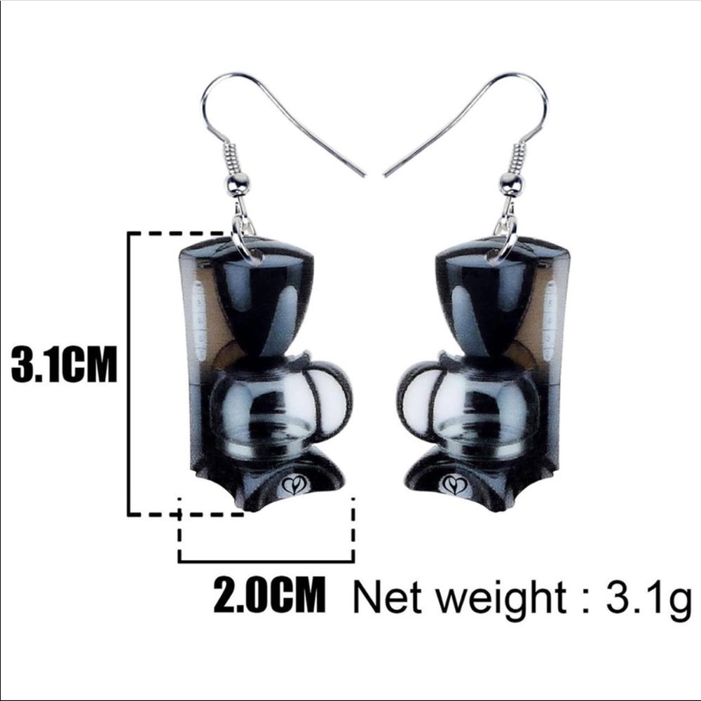 Coffee Pot Acrylic Earrings - Picture 6 of 6